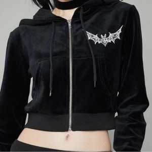 Black velour hoodie